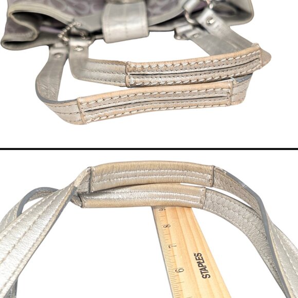 SOLD Coach Silver Lynn Canvas Jacquard Leather Soho Flap Y2K Satchel F18912 - Picture 7 of 11